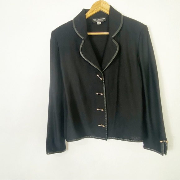 St. John Jackets & Blazers - St. John Black Jacket Blazer Sophisticated Chic WorkCareer Embellished SIze 12